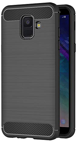AICEK Hülle Compatible Samsung Galaxy A6 2018, Schwarz Silikon Handyhülle für Samsung Galaxy A6 2018 Schutzhülle Karbon Optik Soft Case (5,6 Zoll)