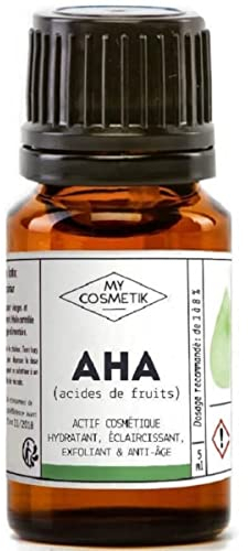 MY COSMETIK - AHA - Fruchtsäuren - Feuchtigkeitsspendender, aufhellender, peelender und Anti-Aging Kosmetikwirkstoff - Kosmetische Qualität - 100% pflanzlich - 5 ml