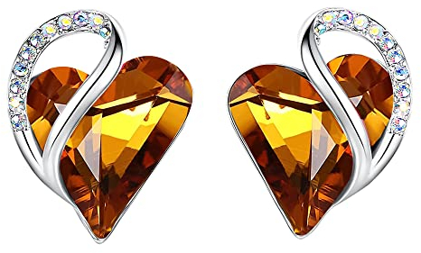 Leafael Cuore d'Amore Infinito, Orecchini in Argento con Pietra di Nascita e Cristalli Curativi, Senza Allergie, Gioielli con Scatola Regalo Inclusa