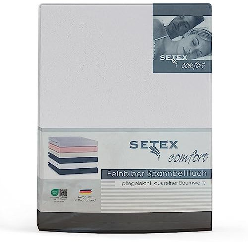 Setex - Feinbiber Bettlaken mit Gummizug kuschelig weich - Biber Spannbettlaken aus 100% Baumwolle mit rundum Spanngummi - Bettwäsche ganzjährig - Betttuch 160x200 cm Offwhite