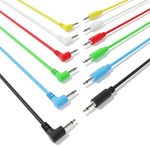 ExcelValley - 6A-Pack Hybrid Mono Modular Patchkabel TS 3,5mm 1/8Eurorack Synth Synthesizer [20cm 8]