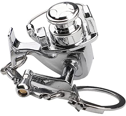 T TOOYFUL Zarte Silber Angelrolle Miniatur Anhänger Charm Schlüsselanhänger Schlüsselanhänger
