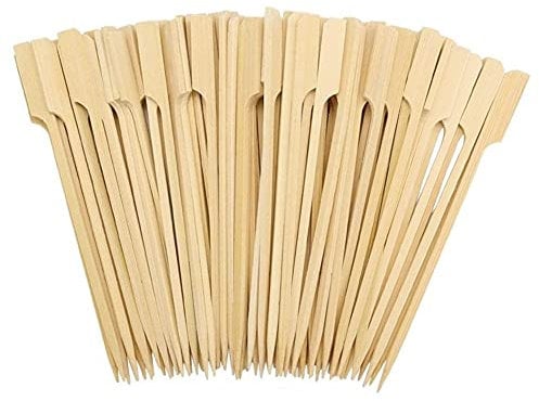 Voarge 100 Pieces Bamboo Paddle Skewers, 9cm Wooden Skewers for Barbecue, Kebabs, Cocktails, Buffet Party