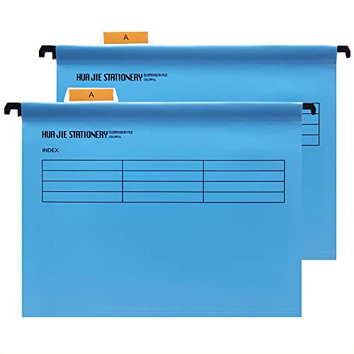 Srvnpioy Große Größe Foolscap Hängemappen mit Tabs und Karteneinlagen,12 Stück,40cm Aufhängestange Passend für Papier 36cm x 24cm, Polypropylen Hängetasche für Aktenschränke,Blau