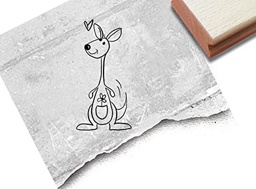 Stempel Känguru - Motivstempel Kangaroo Zoo Tier Australien Kängurustempel - Kita Kinderzimmer Schule Geschenk für Kinder Basteln Deko - zAcheR-fineT