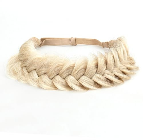 TOECWEGR Extensions Haarband Haarreifen Zopf Geflochten Classic Chunky Wide Plaited Wedding Fluffy Braids Wig Women Girl Beauty Accessory (Strand golden)