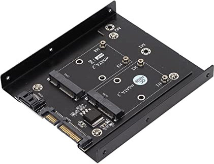 Carte Adaptateur Double SSD MSATA vers Double SATA3, Adaptateur SATA Tout-en-un, Prise en Charge du SSD MSATA Pleine Taille, Interface de Stockage de Masse SATA3 6 Gbps, avec Support de Disque Dur 3,5