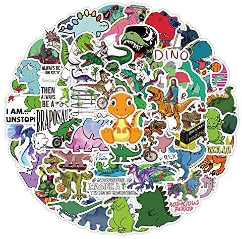 50PCS Dinosaur Cartoon Stickers for Laptop Water Bottle Luggage Snowboard Bicycle Skateboard Decal for Kids Teens Adult Stickers