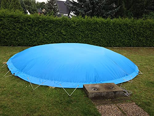 Aufblasbare Abdeckplane für Pool rund, inkl. Pumpe, Air Cover, wasserdicht, reißfest, Luftkissen (4,20 m, Blau)