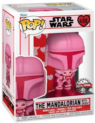 Funko POP! Star Wars: Valentines - Boba Fett - Mando Mit Grogu (The Child, Baby Yoda) - The Mandalorian - Vinyl-Sammelfigur - Geschenkidee - Offizielle Handelswaren - TV Fans - Modellfigur Für Sammler