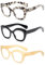 JM 3er-Pack Cateye-Lesebrille, Computerlesegerät mit Blaulichtblockierung für Damen und Herren +2.5