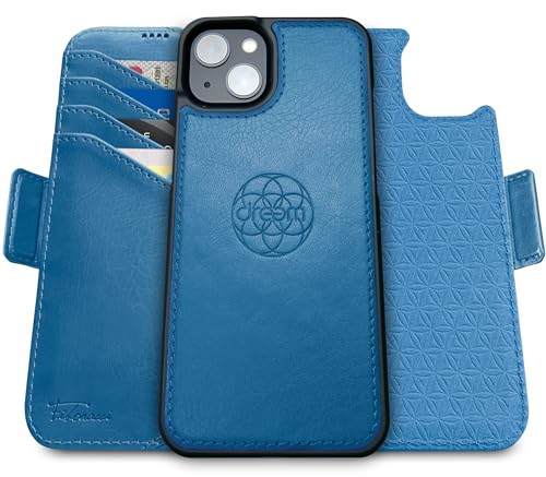 Dreem Fibonacci kompatibel mit iPhone 15 Brieftaschen-Etui / 2-in-1 stoßfestes Etui und abnehmbares Folio aus veganem Leder, MagSafe-kompatibel, RFID-Schutz [Schiefer]