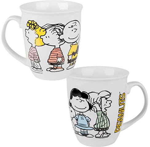 The Peanuts Family Tasse - Snoopy Tasse Kaffeetasse Kaffeebecher Weiß aus Keramik 280 ml