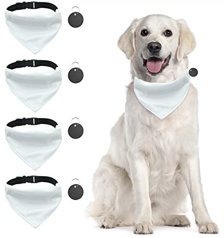 URROMA Hundehalstuch-Halsband, dreieckig, mit Verstellbarer Schnalle, für Hunde und Katzen, Größe L, Weiß, 4 Stück