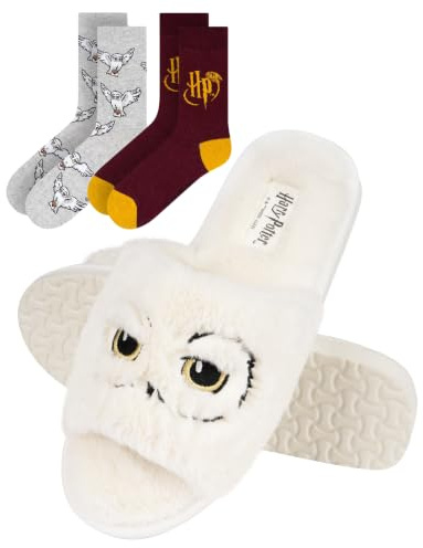 Wizarding World Harry Potter Gifts - Slippers Women & Socks Merch 4-6.5 | hedwig theme, ladies style, girls fashion