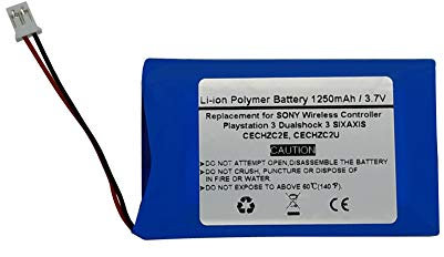 Batería de repuesto para mando inalámbrico de 6 ejes (1250 mAh, 3,7 V, LIP1472 LIP1859, para Sony y PS3, PlayStatio n 3, Dualshoc k 3, SIXAXIS, CECHZC2E, CECHZC2U