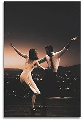 INKLOT Lala Land Dance Filmposter Dekoratives Gemälde Leinwand Wandposter und Kunstbild Druck Moderne Familie Schlafzimmer Dekor Poster 20 x 30 cm