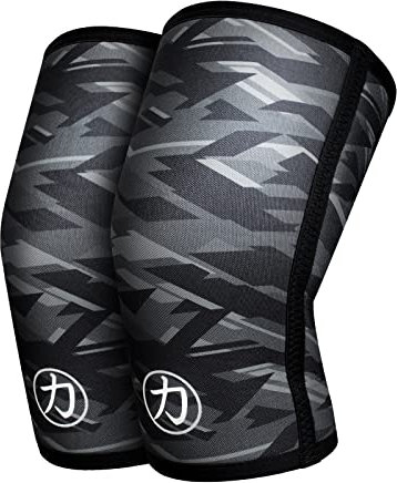 Strength Shop Ginocchiere uomo e donna in neoprene 7 mm, 1 paio (L), Colore: Mimetico, ginocchiere palestra IPF approved resistenti agli strappi, ginocchiere powerlifting, ecc.