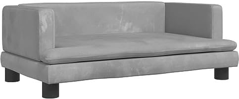vidaXL Kindersofa, Couch für Kinder, Kindercouch mit runden Kanten, Kindersessel Minisofa Polstersofa Kindermöbel Sofa Kinderzimmer, Hellgrau Samt