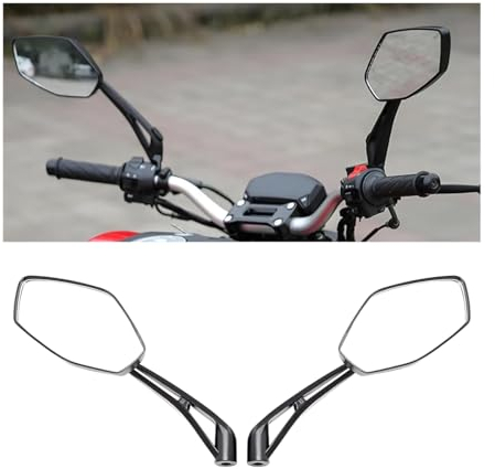 JNNJ 1 Paar Universal Motorradspiegel, Drehbarer Motorradrückspiegel, Blendschutz Motorrad Scooter Spiegel Klare Sicht Und Langlebig, Für Motorrad, Moped, Roller