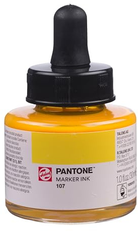 Talens | Pantone Marker-Tinte 30 ml 107 | Flüssige Tinte + Marker-Nachfüllung | Wasserbasierte, pigmentierte Tinte in 108 Pantone-Farben
