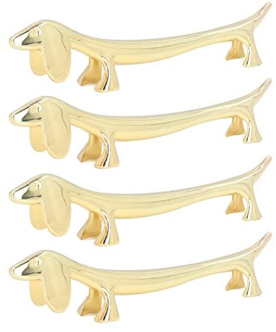 YLSZHY Set di 4 Poggiacoltelli e Porta Bacchette, Poggia Bacchette in Acciaio Inossidabile, Poggia Bacchette Dorato dal Design Simpatico Animale per Feste al Ristorante in Casa, Oro(Cane)