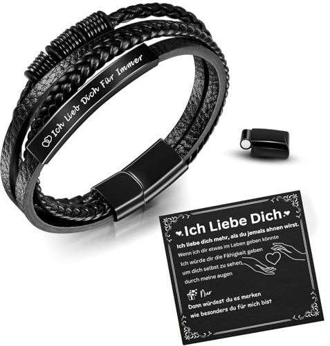 TERRISHE Ich Liebe Dich Valentinstag Armband für Männer Geschenk für Ihn Lederarmband Herren Geschenk Ehemann Jahrestag Geschenk für Ihn Geburtstagsgeschenk Geschenk für Männer, Freund, Mann, Partner