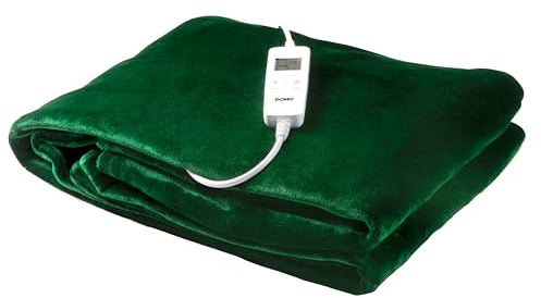 DOMO elektrische Überdecke – 10 Wärmepositionen – Lindert und stimuliert – Flanell-Fleece – 180 x 160 cm – Grün