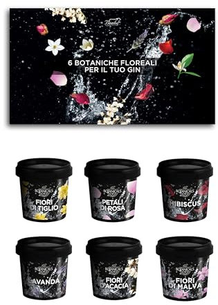 Botaniche Floreali – 6 Botaniche Floreali per Gin e Cocktail – Petali di Rosa rosa, Fiori di Hibiscus, di Lavanda, di Malva, di Tiglio, di Acacia - Idea Regalo Elegante Per Ogni Occasione