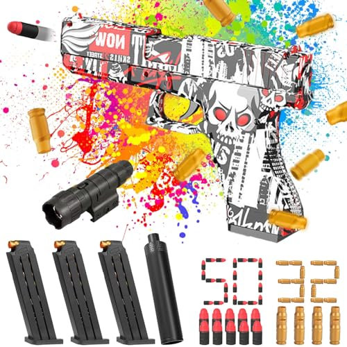 Spielzeug Pistole Wüstenadler Mit Platzpatronen, Knall Munition, Schaumstoff Geschoss und Zielscheibe für Nerf