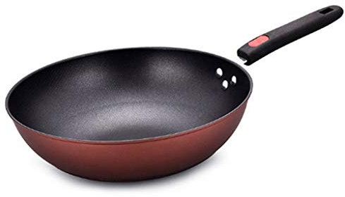 Pentola Wok in Ferro Wok Tradizionale in Ferro Fatto a Mano Padella Antiaderente Pentole a Induzione e Fornello a Gas Senza Rivestimento (Dimensioni : 34cm) (34cm)