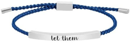 WSRRDRECVHi Let Them Tube Bracelet for Women, Adjustable Braided Rope Handmade Engraved Bracelet, Inspirational Bracelets Jewelry Gifts for Women Girls (Blue)