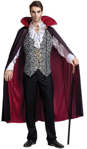 Spooktacular Creations Renaissance Mittelalterliche Vampir Deluxe Halloween Kostüm für Herren Rollenspiel Sins Cosplay (Silber, XXL)