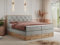MKS MEBLE King Boxspringbett 160x200 Mit Bettkasten Eiche, Polsterbett Mit Matratze H3, Bett Mit Kopfteil Und Holzrahmen in Wotan Eiche - Hellgrau Struktur - Veneto King