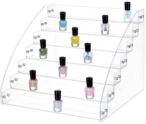 AHANDMAKER Acryl Nagellack Organizer 7 Stufiges Transparentes Nagellack Regal Nagellack Aufbewahrungs Organizer Brillen Vitrine Halter Für Ätherische Öle Make Up Organizer Für Zuhause Schreibtisch