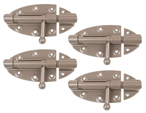 Alberts 821173 DURAVIS® Bolzenriegel | mit rundem Griff | perlbeige duplexbeschichtet RAL 1035 | Platte 112 x 72 | Bolzen-Ø 16 mm | 4er Set