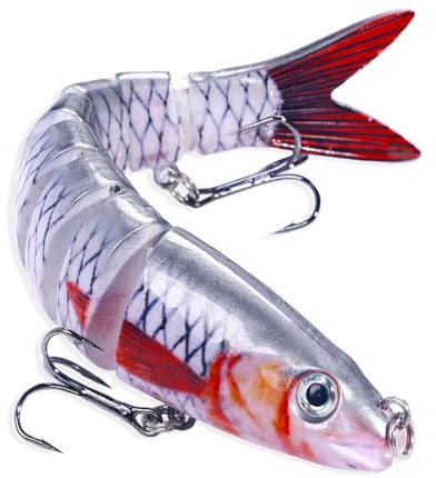 Zander Angelköder, 13.5cm Wobbler Kunstköder Hecht, Hecht-Angelköder Waller Spinn Köder Künstlicher Mehrgelenkige Schwimmköder Fisch Spinnköder für Barsch Forellen Swimbait Angelzubehör