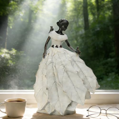 DiliComing Feengartenstatue Maiden Home Decoration 37,8 cm Tischdekoration | Outdoor-Statue, Couchtisch-Dekoration für Wohnzimmer, Garten, Weihnachts-Bücherregal-Dekoration, Stechpalmenblätter