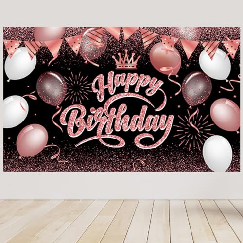 Jeechunlim 180 x 110 cm Glitzer groß Happy Birthday Hintergründe Tuch 71 x 43 Zoll Geburtstag Fotografie Hintergrund Happy Birthday Schild Wand Banner Geburtstag Feier Dekoration für Männer Frauen