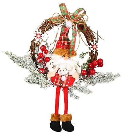 Weihnachtskranz Haustür, Weihnachten Türkranz Weihnachtsmann Kränze Deko, 35cm Weihnachtsdekoration Weihnachtsdeko Christbaumschmuck für Tür Fenster