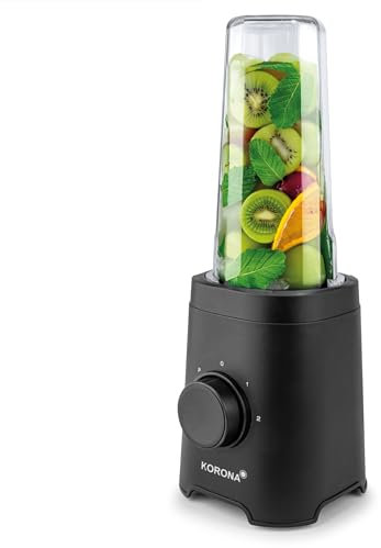 Korona 24500 Smoothie Maker | mit 2 Leistungsstufen & Pulse Funktion |für ein homogenes Mixergebnis | ToGo Becher 600 ml mit Trinköffnung | |BPA-frei | Leistung 320 Watt