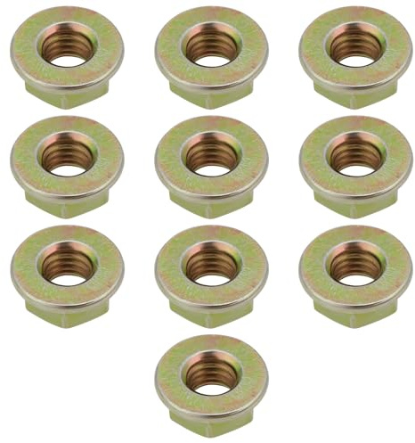 SG Store 100 Stück M6 x 1 Gewinde metrisch 8 Grade H.T gelb verzinkte Flanschmuttern DIN6923, nicht gezahnter Flansch, Sechskant-Flansch-Kontermuttern für Schrauben, Schrauben