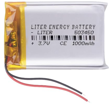 Batterie 503450 LiPo 3.7V 1000mAh 3.7Wh 1S 5C Liter Energy Battery per l'elettronica Ricaricabile Telefono Portatile Smartwatch Orologio GPS - Non adatto per Radiocomando 52x34x5mm (1000mAh|503450)