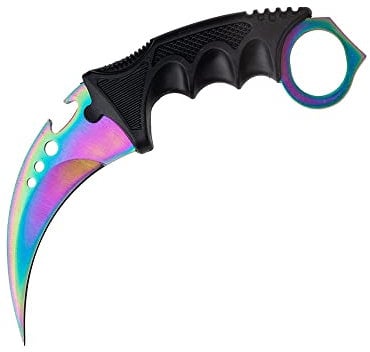 Generisch Hochwertiges 19cm CSGO Karambit Messer Übungsmesser Trainingsmesser Real-Life-Sammlung Jagd Survival Outdoor Counter-Strike Global Offensive Jagdmesser Knife (Fade Special [NICHT SCHARF])