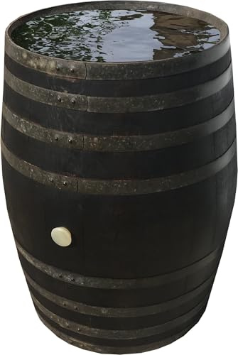 Fassl Baron Regentonne 300 Liter geöltes Holzfass gebrauchtes Weinfass D/H=80/100cm Regenfass Barriquefass Eiche Wasserfass Tonne Bottich Fass