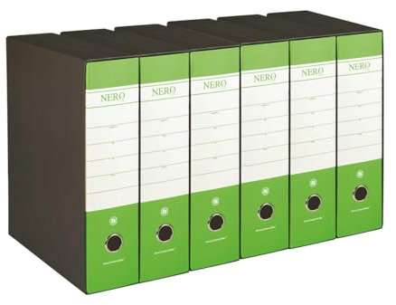 G75 Registratore con Custodia, con Meccanismo a Leva, in Formato Protocollo, 23x33cm, con Dorso da 8 cm, Verde Chiaro, Conf.da (6 Pezzi)