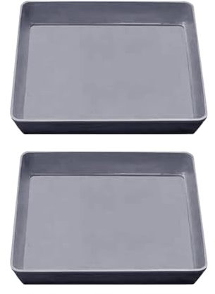 2 Pcs 22.5cm Square Plastic Plant Saucer Plant Pot Water Draining Receiving Tray Flower Pot Drip Dish Plates Garden Planter Drainage Saucers Seedling Growing Tray for Pots Base Grey