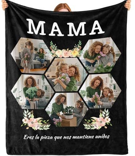Bemaystar Personalisierte Decke mit Foto – Personalisierte Foto Decke Kuscheldecke für Mama, Oma & Familie | Romantisches Geschenk zu Geburtstag, Hochzeit & Valenti