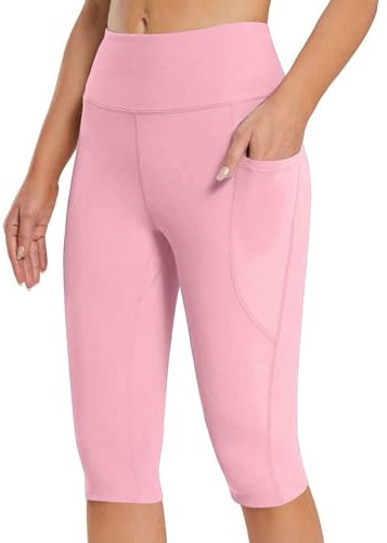 Generisch Leggings Damen Mit Taschen 3/4 Sport Leggins High Waist Kurze Sporthose Blickdicht 7/8 Yoga Hose Dehnbar Für Sommer Gym Dreiviertel Leggings Damen Hohe Elastizität Und Schlankheit