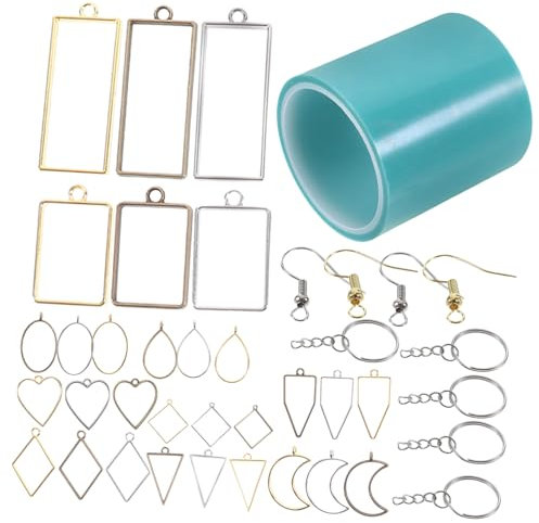 UTHCLO 55Stücke Metall Bezel Anhänger Geometrische Hohlrahmen für DIY Schmuck für Armbänder Halsketten Ohrringe und Bastelprojekte